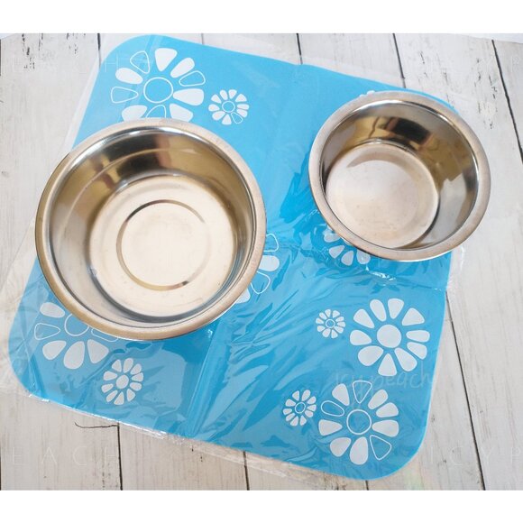 Stainless Steel Pet Bowls with Silicone Mat Cat Dog Small Animal Food and Water - Picture 2 of 10